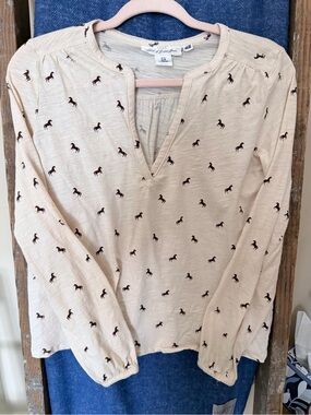 H&M Cream Horse-Print Long Sleeve Tunic